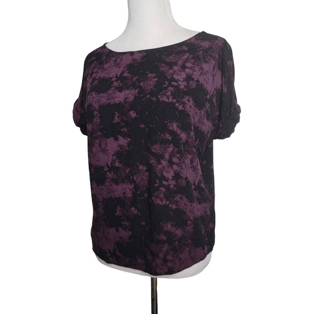 Rock & Republic Tie Dye Cutout Top Purple Black Back Detail XS